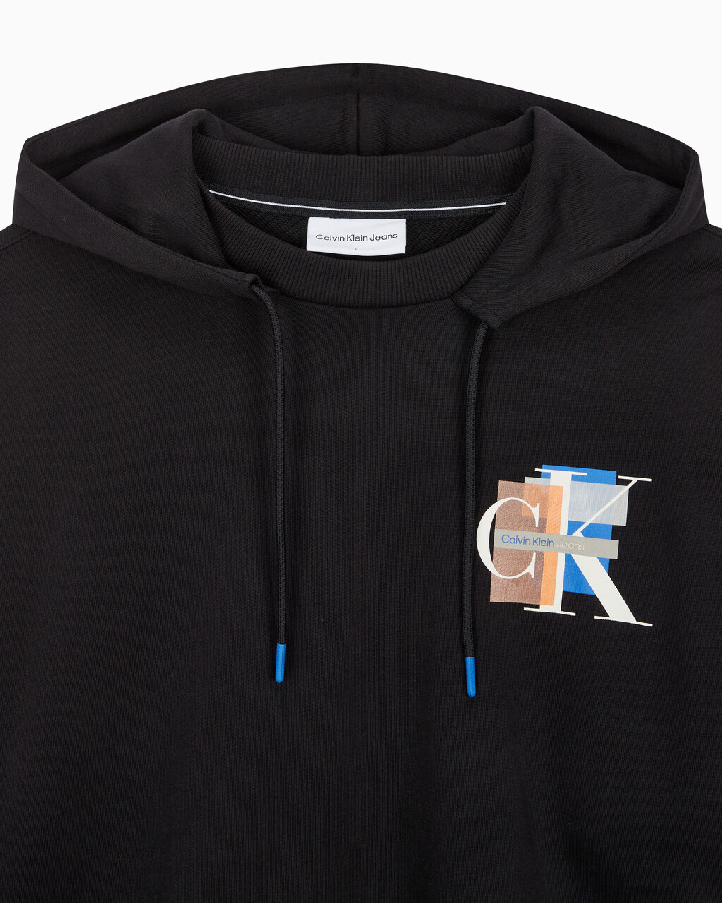 Buy 남성 롱슬리브 패션 레이어드 후디 in color CK BLACK