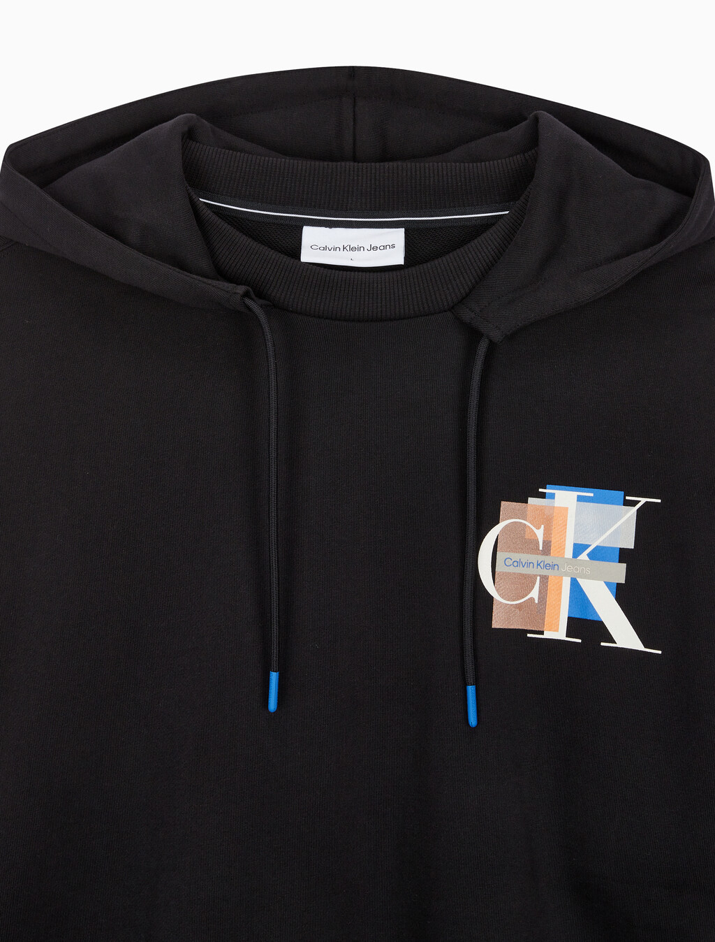 Buy 남성 롱슬리브 패션 레이어드 후디 in color CK BLACK