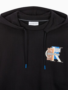 Buy 남성 롱슬리브 패션 레이어드 후디 in color CK BLACK