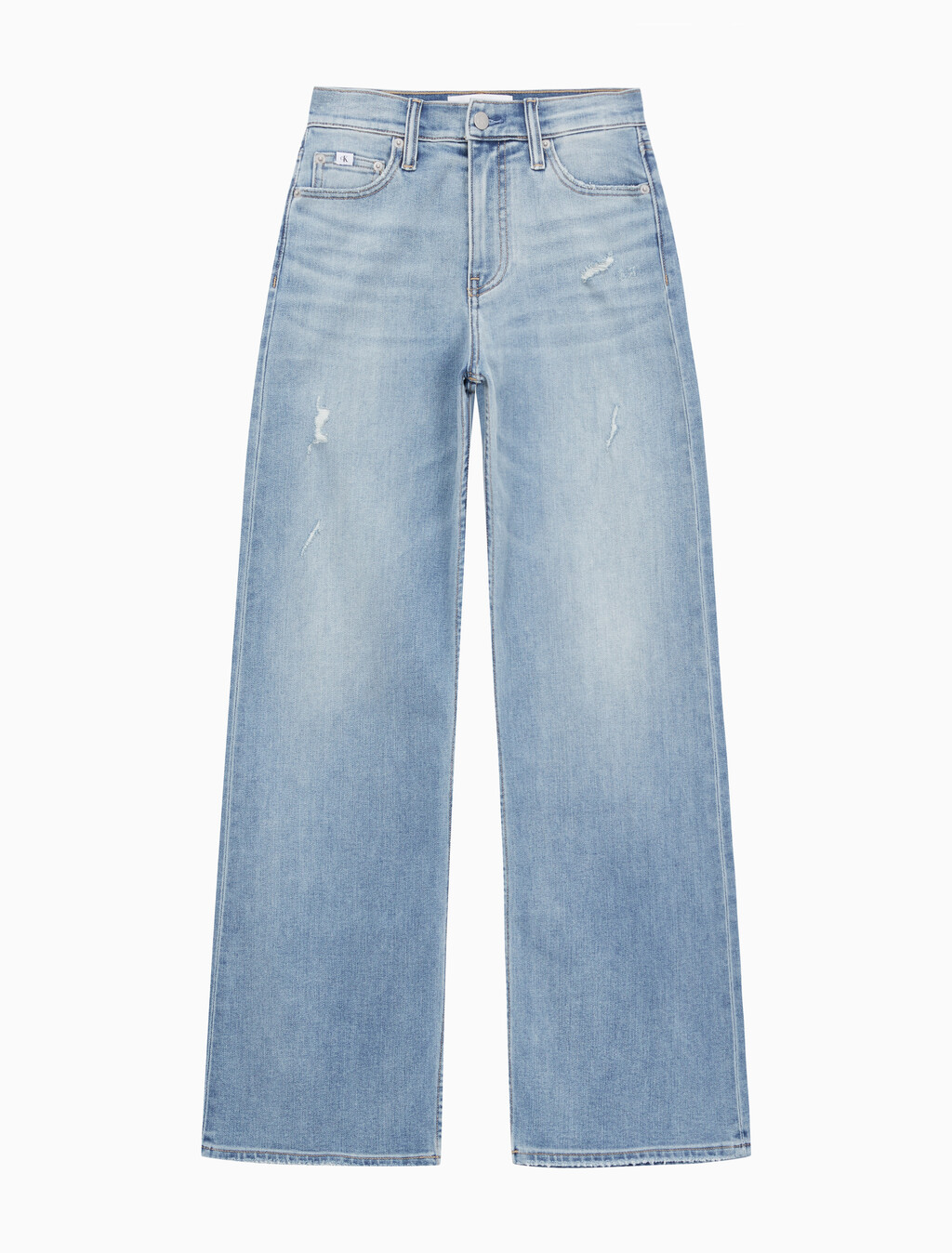 Buy 여성 하이라이즈 와이드핏 라이트블루 37.5 기능성 데님 in color CHALKY BLUE