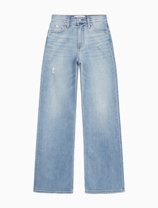 Buy 여성 하이라이즈 와이드핏 라이트블루 37.5 기능성 데님 in color CHALKY BLUE