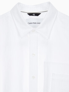 Buy 남성 릴렉스핏 파이핑 로고 옥스포드 셔츠 in color BRIGHT WHITE