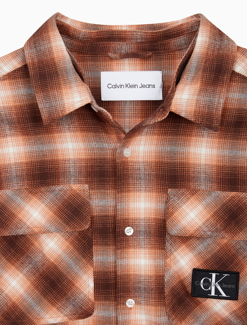 Buy 남성 롱슬리브 후디 플래드 오버셔츠 in color DARK BROWN