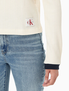 Buy 여성 L/S 와플 티셔츠 in color White
