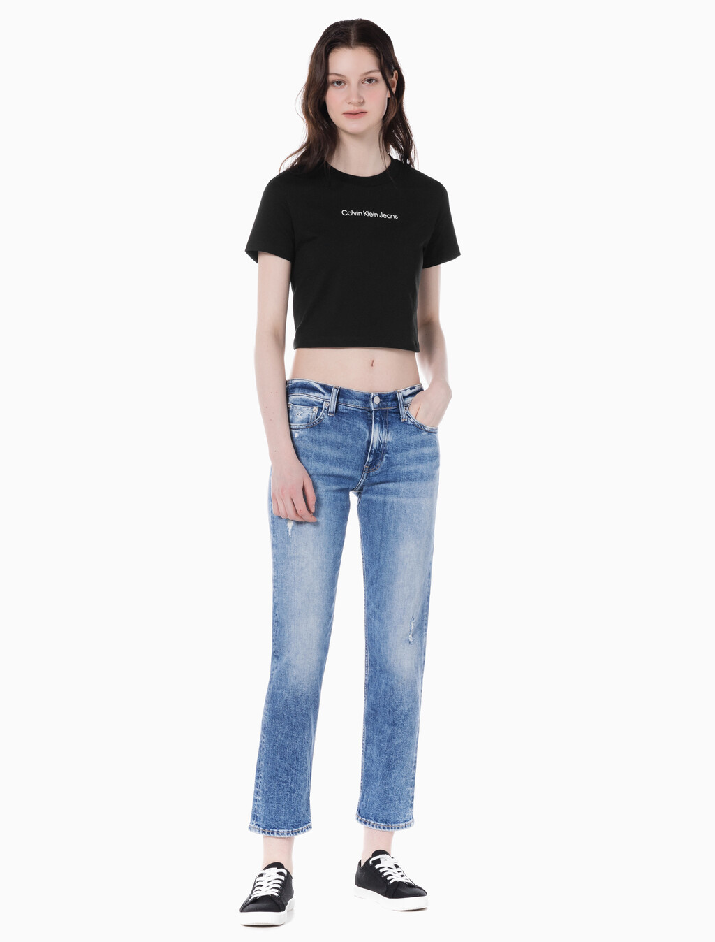 Buy 여성 보이핏 라이트블루 이탈리안 데님 in color CHALKY BLUE