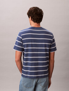 Buy 이지 스트라이프 크루넥 티 in color Dark Blue