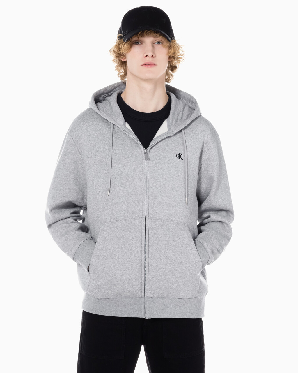 Buy 남성 아카이브 로고 플리스 집업 후디 in color HEROIC GREY HEATHER CM1BK 08