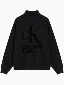 Buy 남성 1978 플록 로고 하프 집업 스웻 in color CK BLACK
