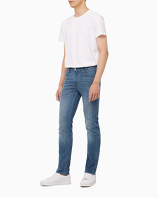 Buy 남성 슬립핏 블루그레이 스트레치 이탈리안 데님 in color GREY STEPPED RELEASE HEM