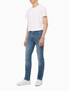 Buy 남성 슬립핏 블루그레이 스트레치 이탈리안 데님 in color GREY STEPPED RELEASE HEM