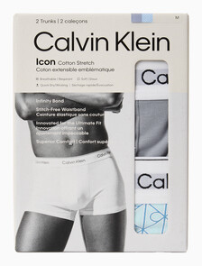 Buy 남성 아이콘 코튼 스트레치 2PK 트렁크 in color Grey / Sky Blue Print