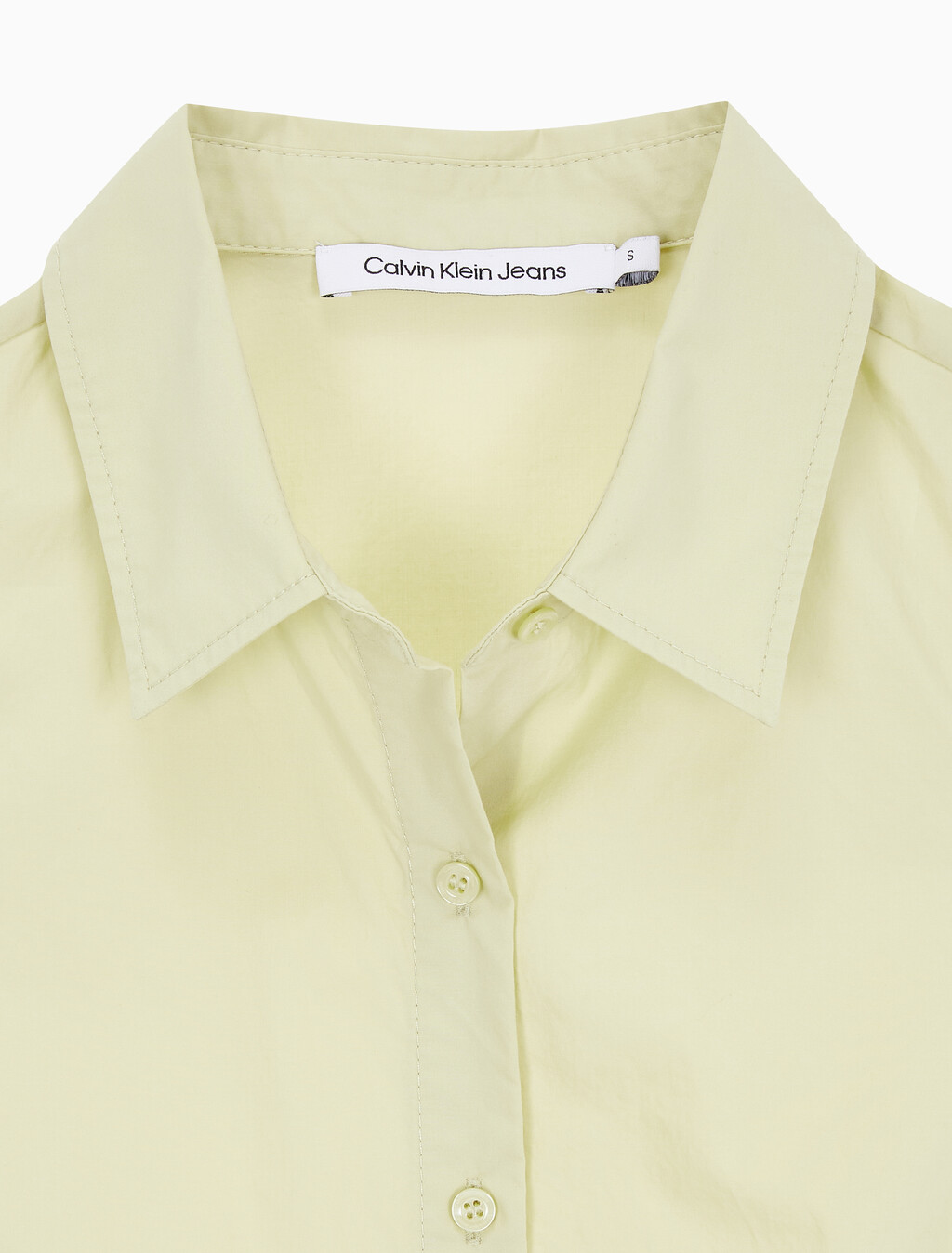 Buy 여성 우븐 라벨 슬리브리스 셔츠 in color GREEN