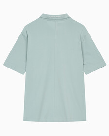 Buy 남성 리플렉티브 로고 레귤러 핏 기능성 집업 폴로 티셔츠 in color GREEN MILIEU