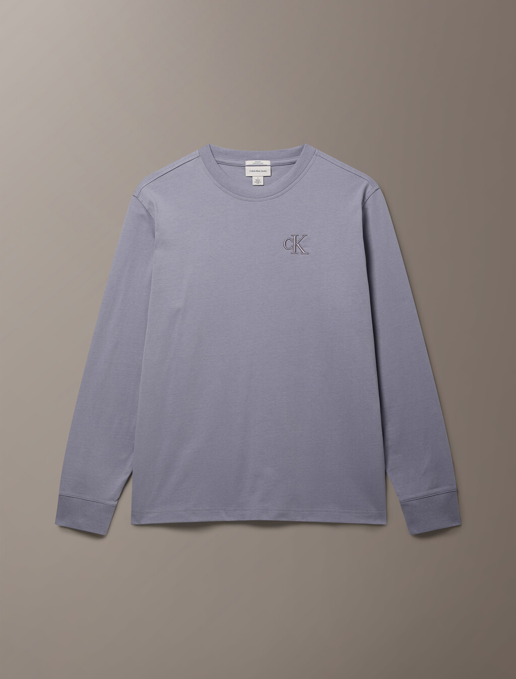 Buy 남성 릴렉스 벨벳 백 모노로고 그래픽 긴팔 티셔츠 in color Minimal Gray