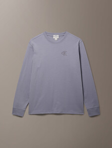 Buy 남성 릴렉스 벨벳 백 모노로고 그래픽 긴팔 티셔츠 in color Minimal Gray