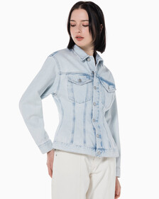 Buy 여성 오버사이즈핏 코르셋 데님 재킷 in color 028A CHALKY BLU