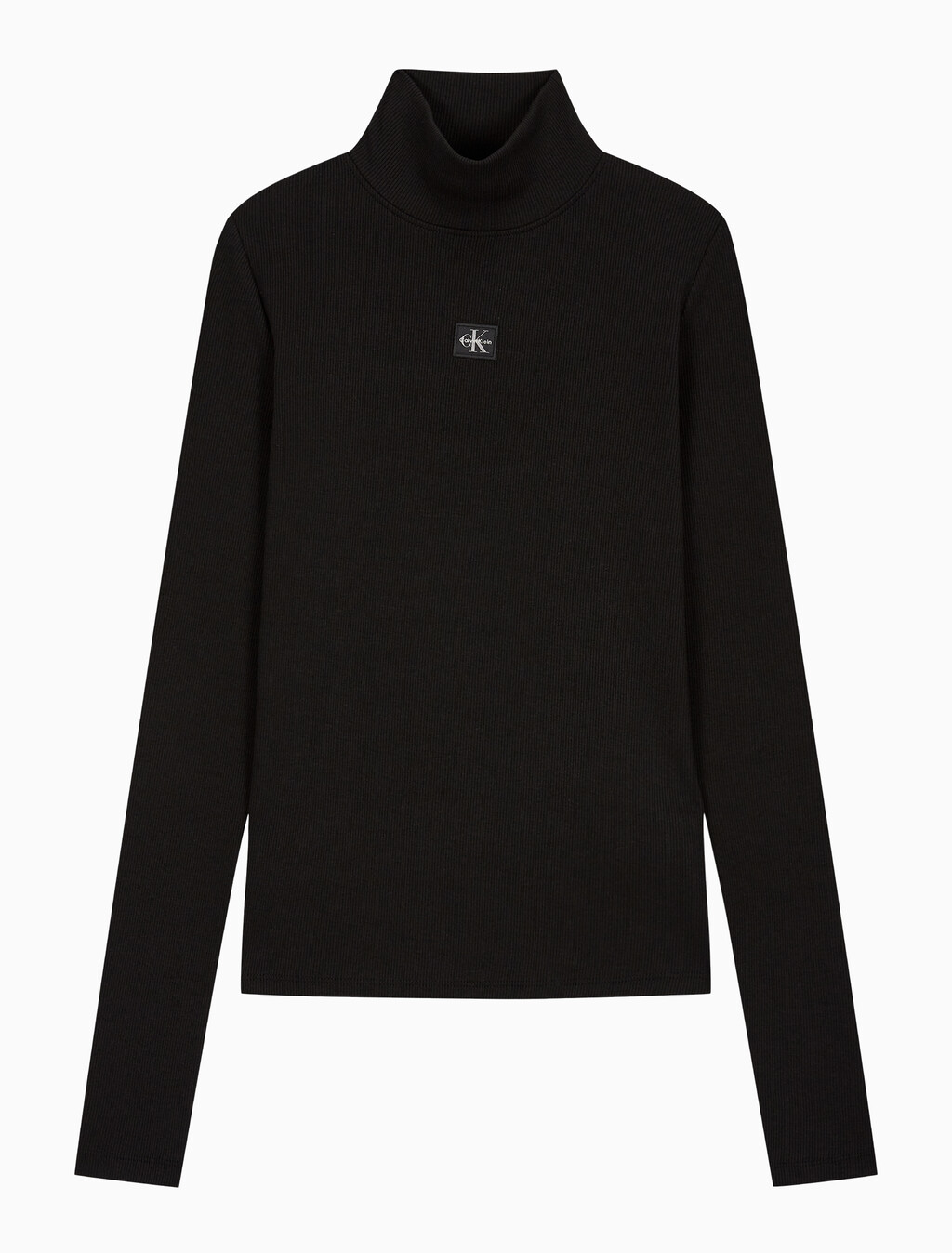 Buy 여성 L/S 우븐 라벨 터틀넥 티셔츠 in color BLACK