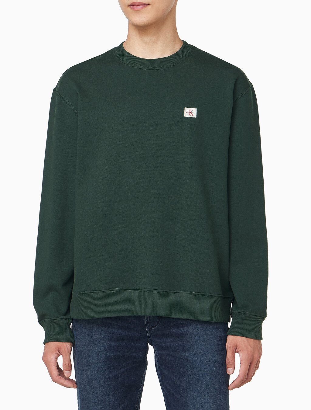 Buy 남성 프렌치테리 뱃지 크루넥 스웻셔츠 in color Navy
