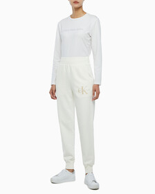 Buy 여성 미네랄 다이 모노로고 조거 팬츠 in color WHITE