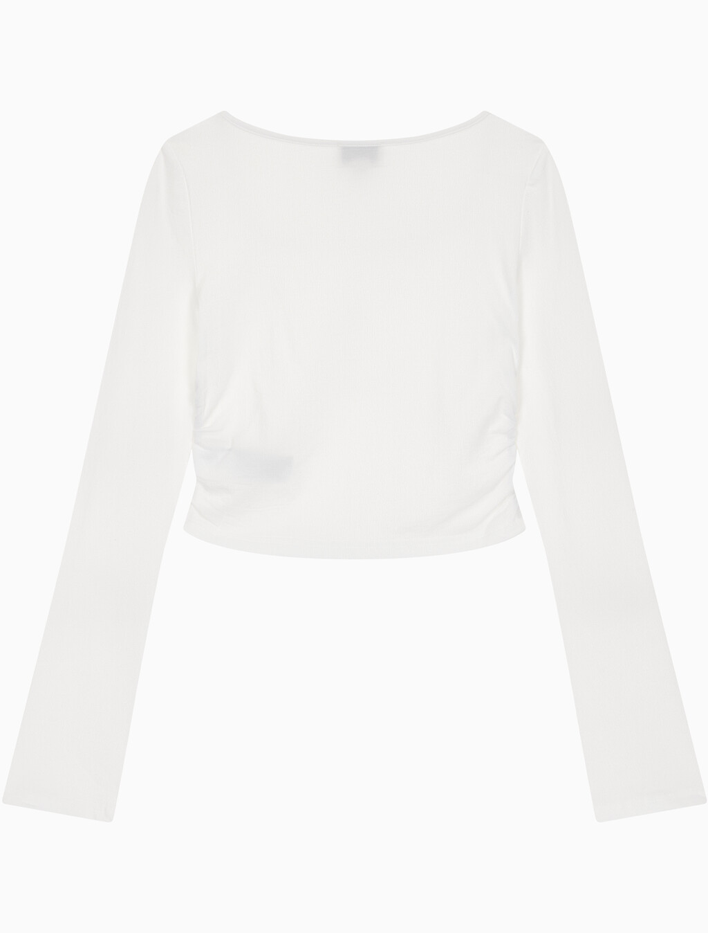 Buy 여성 텍스쳐 게더 베이비 롱슬리브 티 in color BRIGHT WHITE