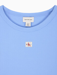 Buy 여성 우븐라벨 베이비립 티 in color Deep Indigo Blue