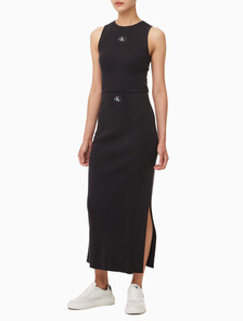 Buy 여성 우븐 라벨 스웨터 스커트 in color CK BLACK