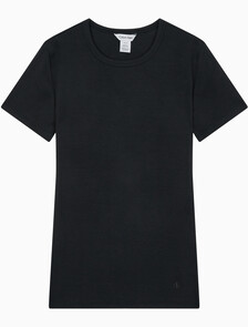 Buy 여성 코튼 컨투어 립 크루넥 반팔 티셔츠 in color BLACK BEAUTY
