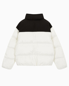 Buy 남녀공용 릴렉스 숏 블로킹 다운 푸퍼 in color WHITE