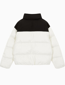 Buy 남녀공용 릴렉스 숏 블로킹 다운 푸퍼 in color WHITE