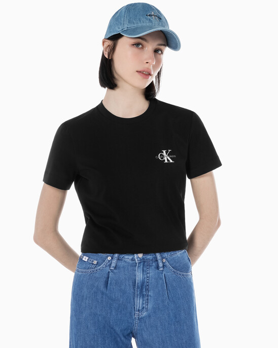 여성 레귤러핏 스몰 모노그램 로고 반팔 티셔츠 