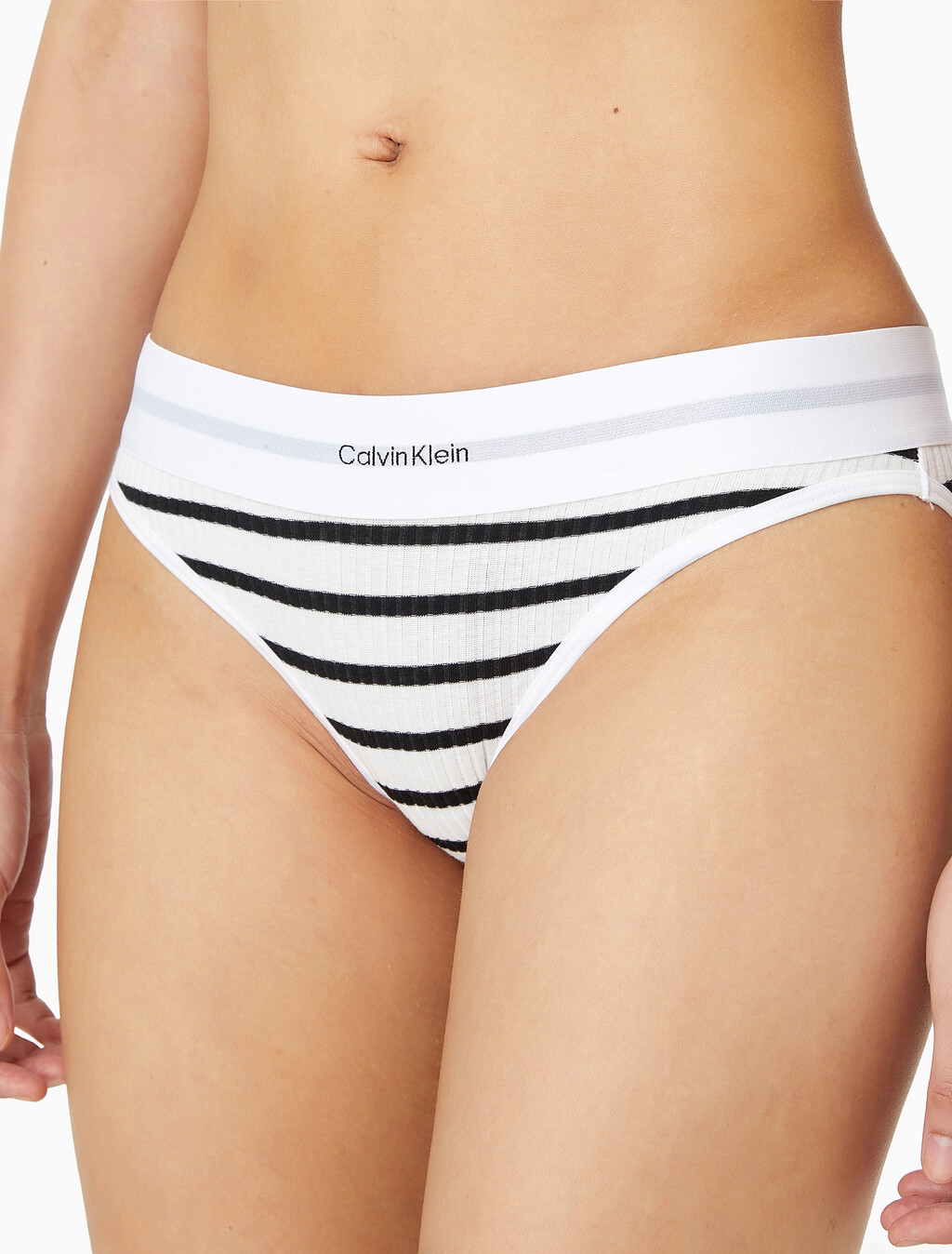 Buy 여성 코튼 모달 스트레치 립 AF 비키니 in color LEADER STRIPE+WHITE