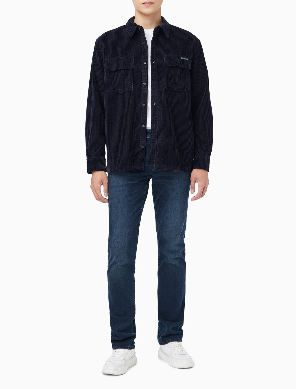 Buy 남성 릴렉스핏 코듀로이 포켓 긴팔 셔츠 in color Navy