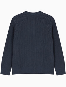 Buy 남성 릴렉스핏 크루넥 버튼 가디건 in color NAVY