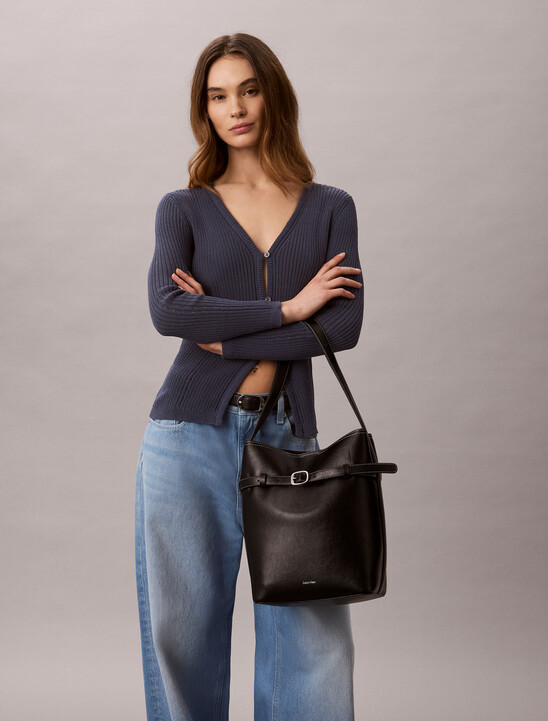 여성 버클 미디움 버킷 백