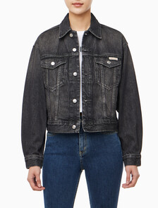 Buy 여성 90's 블랙 데님 트러커 in color BLACK FOG