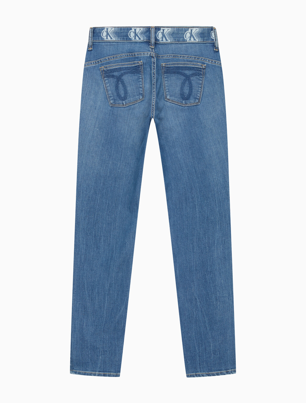 Buy 여성 바디핏 미드블루 앵클 데님 in color MID BLUE BACK EMBRO