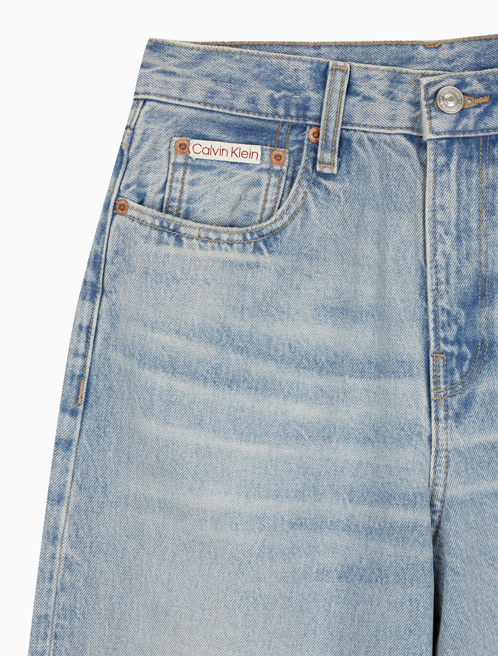 Buy 여성 와이드 레그핏 미드 미드 블루 데님 in color MID BLUE