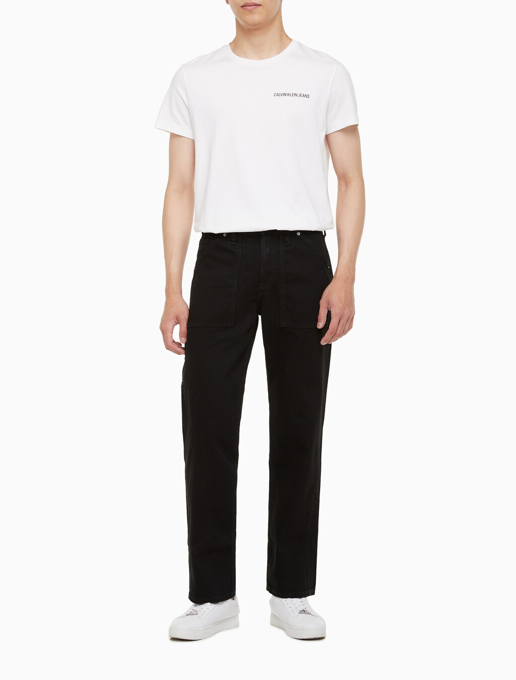 Buy 남성 90'S 스트레이트핏 워크웨어 블랙 데님 in color WASHED BLACK LOGO LACE