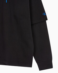 Buy 남성 롱슬리브 패션 레이어드 후디 in color CK BLACK