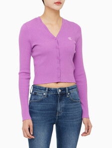 Buy 여성 슬림 브이넥 가디건 in color IRIS ORCHID