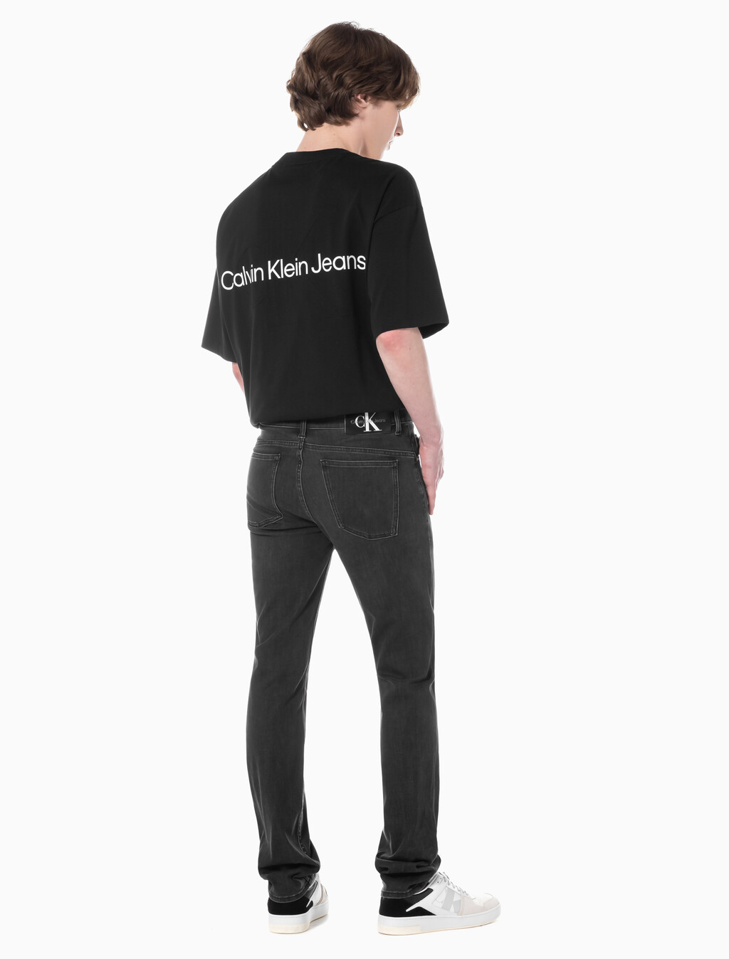 Buy 남성 바디핏 블랙 37.5 기능성 데님 in color WASHED BLACK LOGO LACE