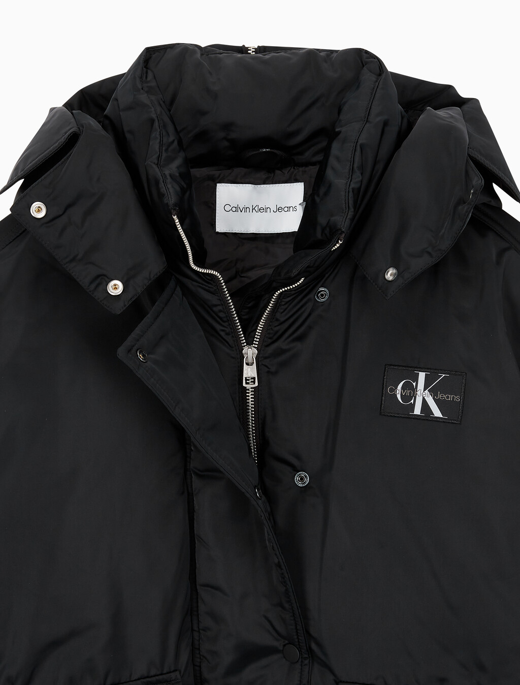 Buy 여성 아카이브 오버사이즈 후디 보머 패딩 in color CK BLACK