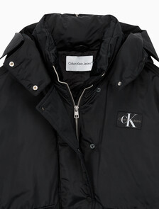 Buy 여성 아카이브 오버사이즈 후디 보머 패딩 in color CK BLACK