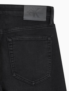 Buy 남성 90's 스트레이트핏 블랙 기모 데님 in color WASHED BLACK LOGO LACE