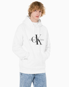 Buy 남성 롱슬리브 릴렉스핏 모노그램 기모후디 in color BRIGHT WHITE