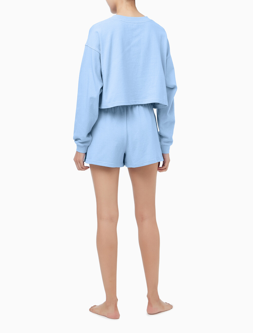 Buy 여성 CK 베이직 라운지 로고 져지 쇼츠 in color Light Blue