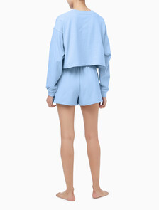Buy 여성 CK 베이직 라운지 로고 져지 쇼츠 in color Light Blue