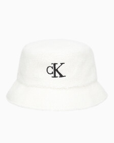 Buy 남녀공용 CK 로고 쉐르파 버킷햇 in color BRIGHT WHITE