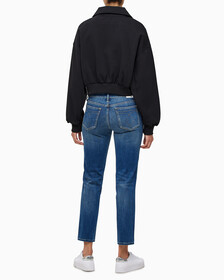Buy 여성 하프집 엠보스 폴로넥 스웻 in color CK BLACK