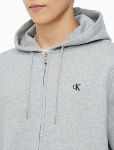 Buy 남성 아카이브 로고 플리스 후드 집업 in color GREY HEATHER